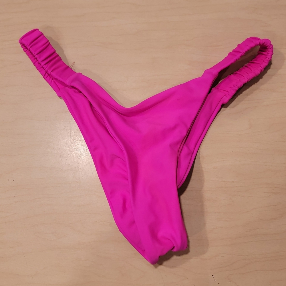 Cheeky Cinched Hot Pink Bikini Bottom Medium